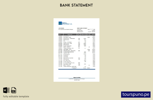 listo para imprimir plantilla de excel de extracto bancario de Paraguay Banco Am